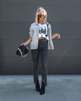 Kurtis Acid Wash Split Hem Pants - Black